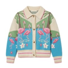 NX765: Girls Flamingo Printed Knitted Cardigan (3-12 years)